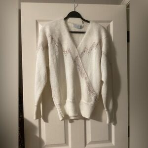 Vintage 80s White Wrap Sweater By Sideffects